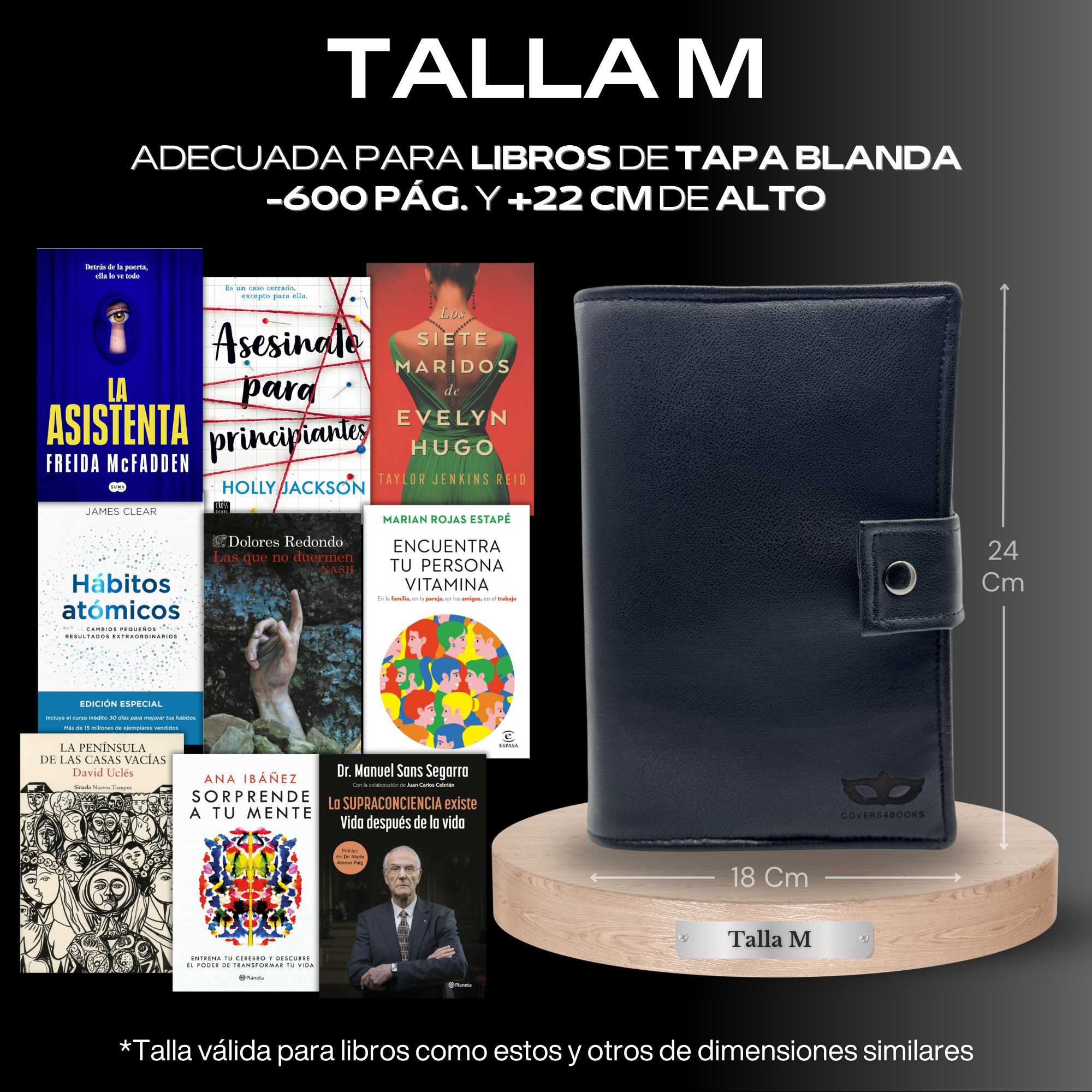 Funda para libros Black Leather™